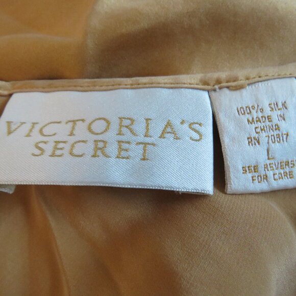 VINTAGE VICTORIA'S SECRET Gold Label 100% Silk Slip Dress in Gold Y2K - Sz L - Picture 11 of 11